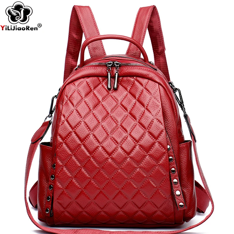 Interior Design Women - Genuíno couro mochila feminina bolsa de