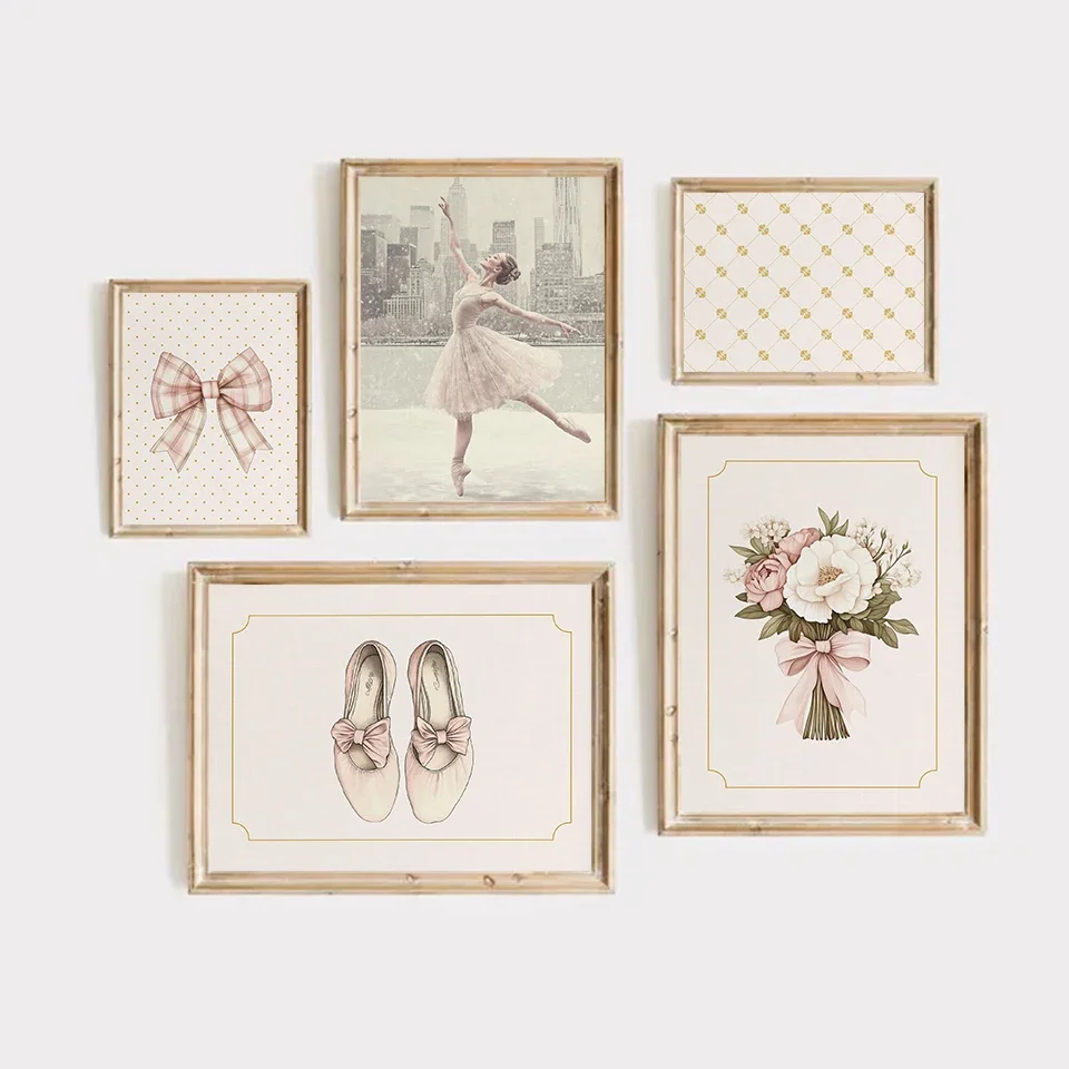 Interior Design Poster - Vintage ballet berçário bailarina cottagecore rosa