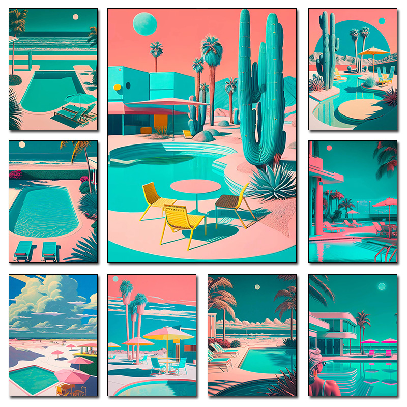 Interior Design Poster - Pôster de Pintura Diamante Retrô Futurista