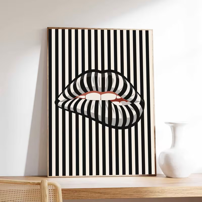 Simples e abstrato listrado em - Interior Design Poster avaliação e preço