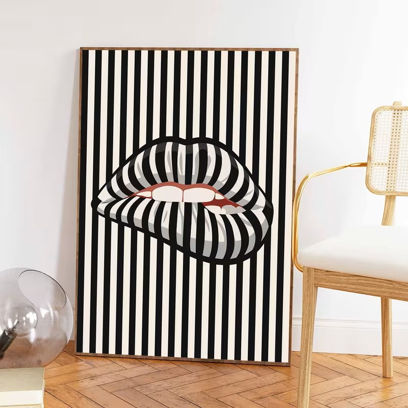 Simples e abstrato listrado em - Interior Design Poster avaliação e preço